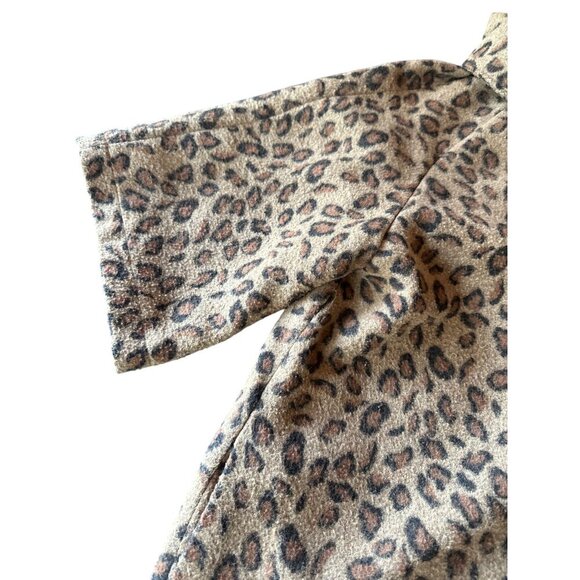 Luij Womens Leopard Print Wool Blend Coat With Satin Lining & Button Closure - Picture 3 of 7